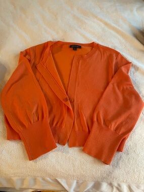 Anne Klein Orange Cropped Snap-Front Cardigan